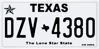 TX license plate DZV4380