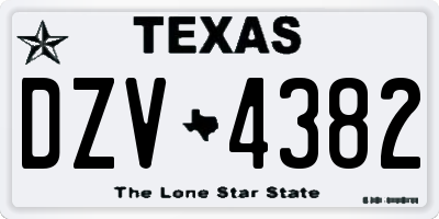 TX license plate DZV4382