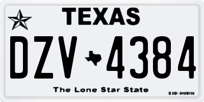 TX license plate DZV4384