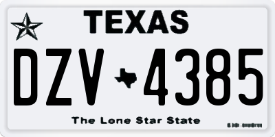 TX license plate DZV4385