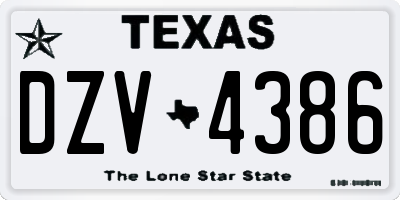 TX license plate DZV4386