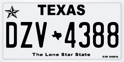TX license plate DZV4388