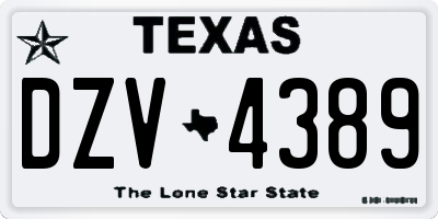 TX license plate DZV4389