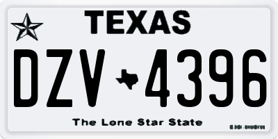 TX license plate DZV4396
