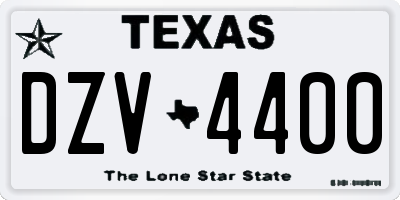 TX license plate DZV4400