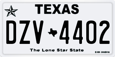 TX license plate DZV4402