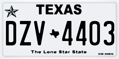 TX license plate DZV4403
