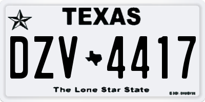 TX license plate DZV4417