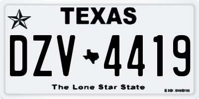 TX license plate DZV4419