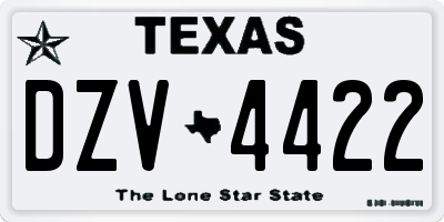 TX license plate DZV4422