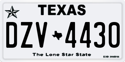 TX license plate DZV4430