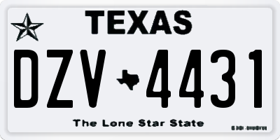 TX license plate DZV4431