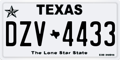 TX license plate DZV4433