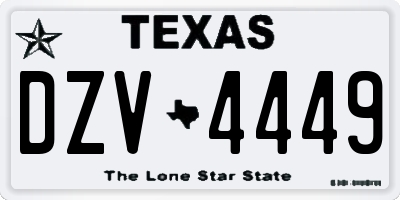 TX license plate DZV4449