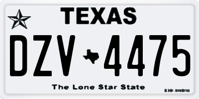 TX license plate DZV4475