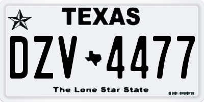 TX license plate DZV4477