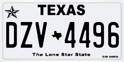 TX license plate DZV4496