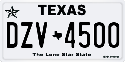 TX license plate DZV4500