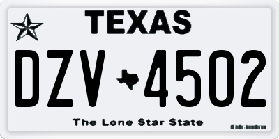 TX license plate DZV4502