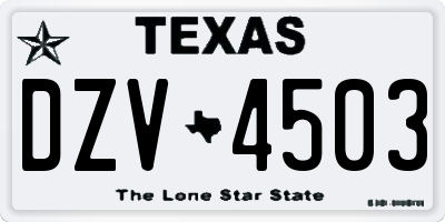 TX license plate DZV4503