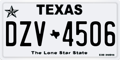 TX license plate DZV4506