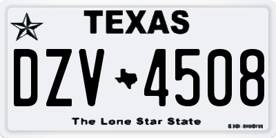 TX license plate DZV4508