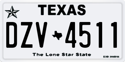 TX license plate DZV4511