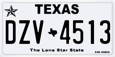 TX license plate DZV4513