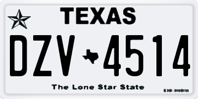 TX license plate DZV4514