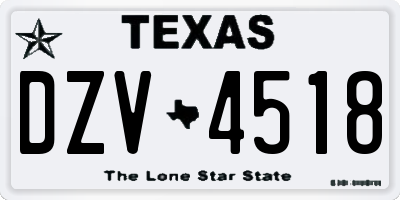 TX license plate DZV4518