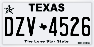 TX license plate DZV4526