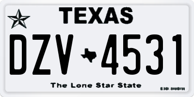 TX license plate DZV4531