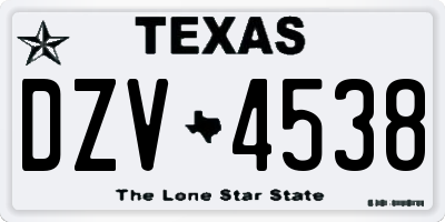 TX license plate DZV4538