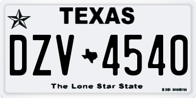 TX license plate DZV4540