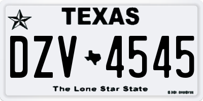 TX license plate DZV4545