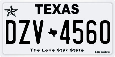 TX license plate DZV4560