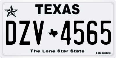 TX license plate DZV4565