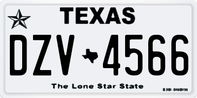 TX license plate DZV4566