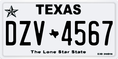 TX license plate DZV4567