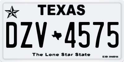 TX license plate DZV4575