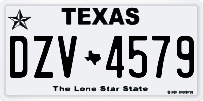 TX license plate DZV4579