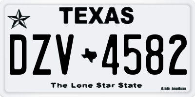 TX license plate DZV4582