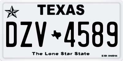 TX license plate DZV4589