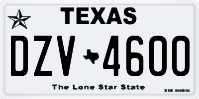 TX license plate DZV4600