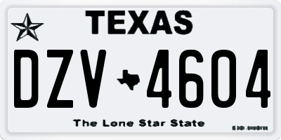 TX license plate DZV4604