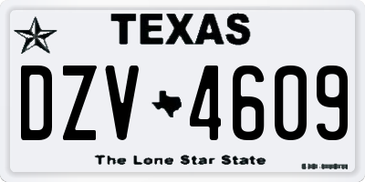 TX license plate DZV4609