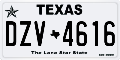 TX license plate DZV4616