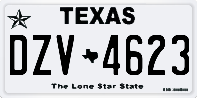 TX license plate DZV4623