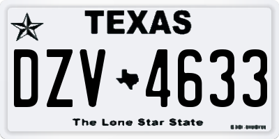 TX license plate DZV4633