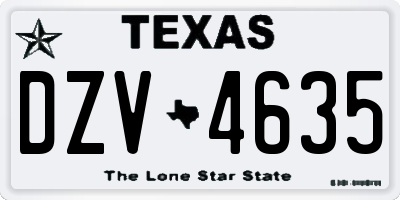 TX license plate DZV4635